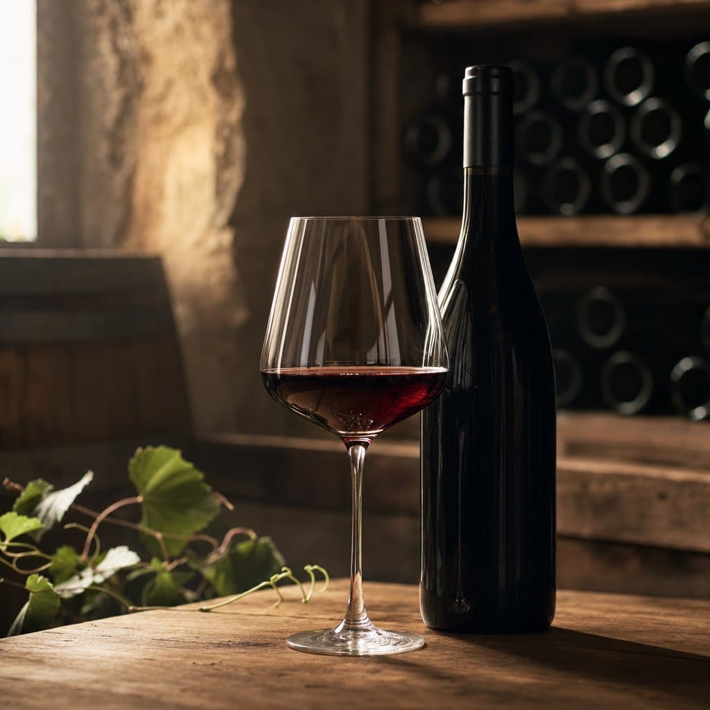 Rotwein wird ins Glas eingeschenkt